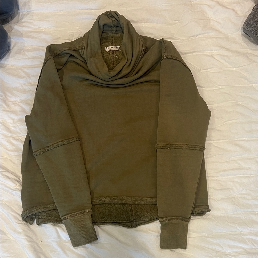 We The Free Olive Green Turtleneck Sweatshirt